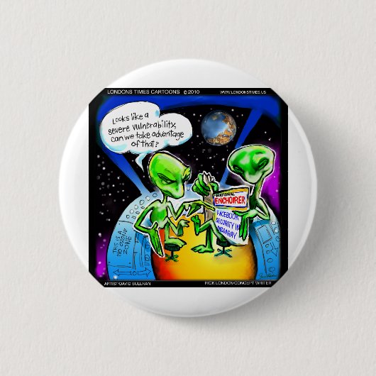 Ruimtealiens ontdekken sociale media leuke geschen ronde button 5,7 cm (Voorkant)