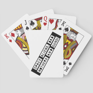 Ruimtealiens, slechte moeders en Pistolen! Speelka Pokerkaarten