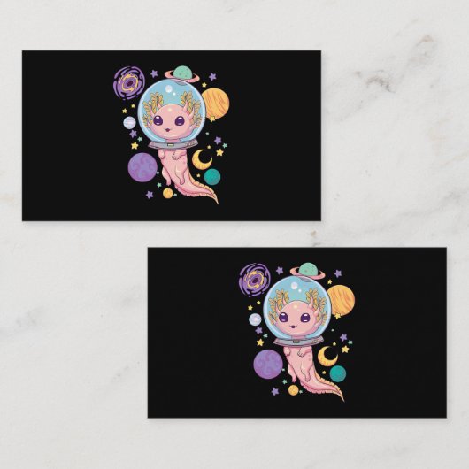 Ruimteas Axolotl Kawaii Pastel Gothic Anime esthet Visitekaartje (Voorkant / Achterkant)