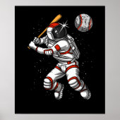 Ruimteasstronaut Baseball Player Cosmic Planet Poster (Voorkant)