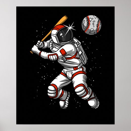 Ruimteasstronaut Baseball Player Cosmic Planet Poster (Voorkant)