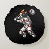 Ruimteasstronaut Baseball Player Cosmic Planet Rond Kussen (Voorkant)