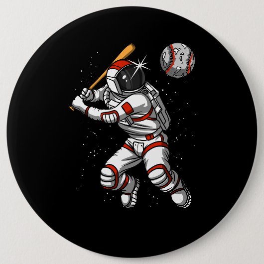 Ruimteasstronaut Baseball Player Cosmic Planet Ronde Button 6,0 Cm (Voorkant)