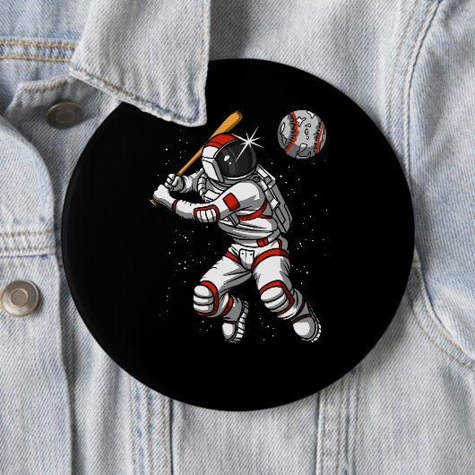 Ruimteasstronaut Baseball Player Cosmic Planet Ronde Button 6,0 Cm (In situ)
