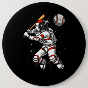 Ruimteasstronaut Baseball Player Cosmic Planet Ronde Button 6,0 Cm