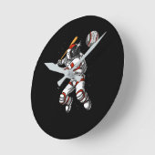 Ruimteasstronaut Baseball Player Cosmic Planet Ronde Klok (Hoek)