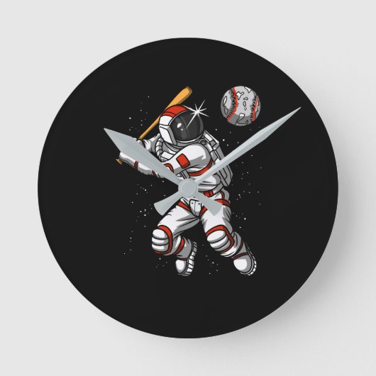 Ruimteasstronaut Baseball Player Cosmic Planet Ronde Klok (Voorkant)