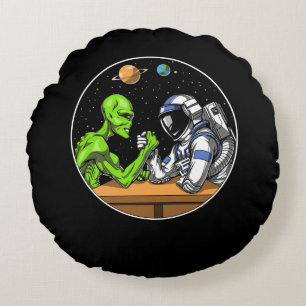 Ruimteastronaut Alien Arm Wrestling Funny Cosmic Rond Kussen