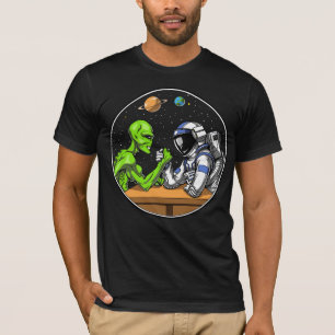 Ruimteastronaut Alien Arm Wrestling Funny Cosmic T-shirt