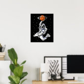 Ruimteastronaut die basketbal speelt poster (Thuiskantoor)