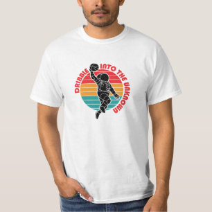 Ruimteastronaut die Basketball Colorful Strips spe T-shirt