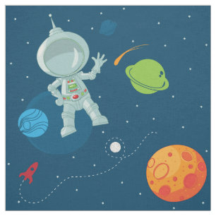 Ruimteastronaut Naadloze Patroon Fabric op Marine Stof