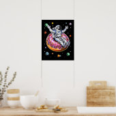 Ruimteastronaut Riding Donut Poster (Keuken)