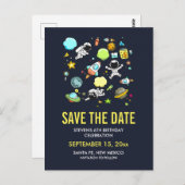 Ruimteastronauten & raketten bewaren de datum briefkaart (Voorkant / Achterkant)