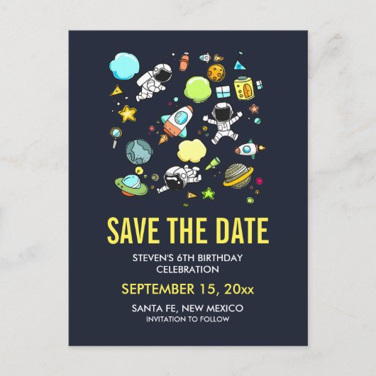 Ruimteastronauten & raketten bewaren de datum briefkaart (Voorkant)