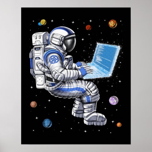 Ruimteastronautenprogrammeur Poster (Voorkant)