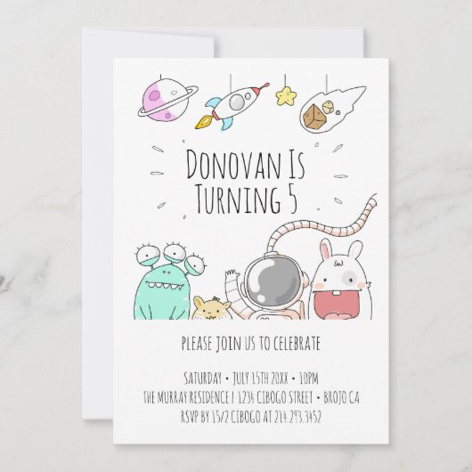 ruimteastronouts illustratie verjaardagskaart invi kaart (Voorkant)