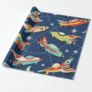  ruimteauto's naadloos  patroon op dar cadeaupapier