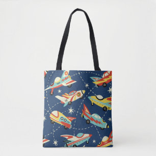 ruimteauto's naadloos patroon op dar tote bag