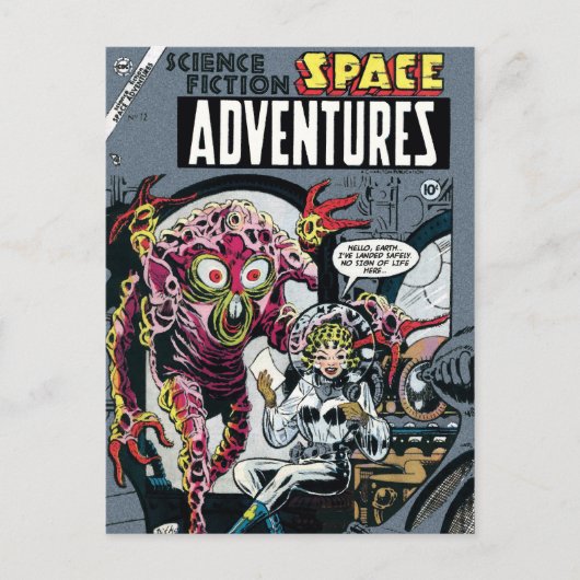 Ruimteavonturen #12 Funny 50s Retro Sci Fi Comic Briefkaart (Voorkant)