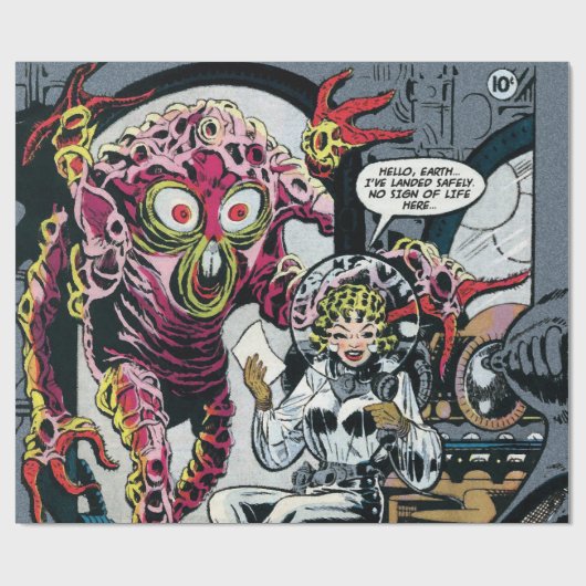 Ruimteavonturen #12 Funny 50s Retro Sci Fi Comic Cadeaupapier (Vlak)