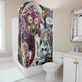 Ruimteavonturen #12 Funny 50s Retro Sci Fi Comic Douchegordijn (In situ)