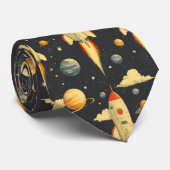  ruimteavonturenpatroon stropdas (Opgerold)