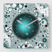 Ruimteavontuur Fantasy Fractal Art Vierkante Klok (Voorkant)