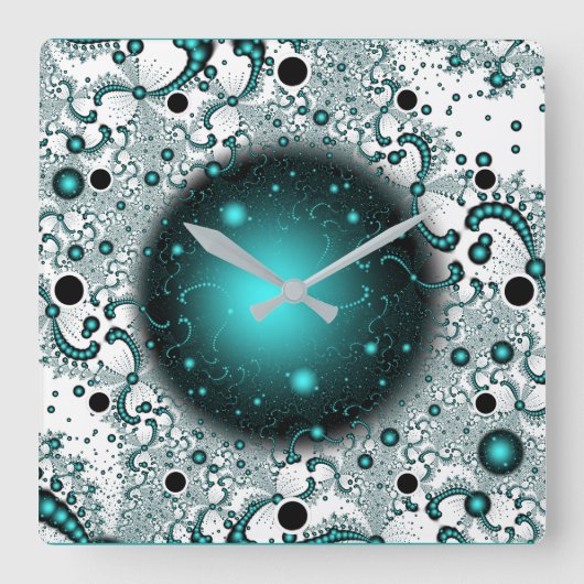 Ruimteavontuur Fantasy Fractal Art Vierkante Klok (Voorkant)
