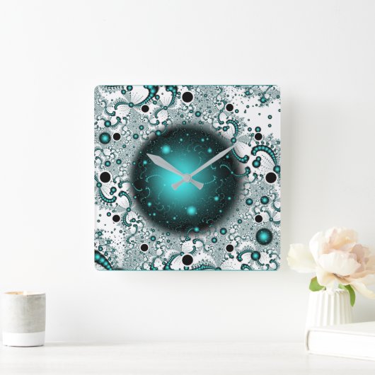 Ruimteavontuur Fantasy Fractal Art Vierkante Klok (Huis)