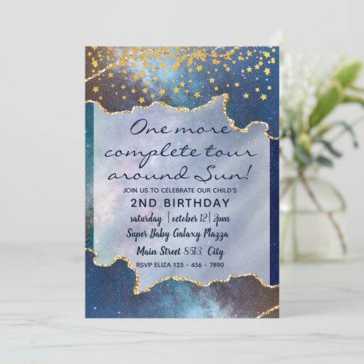 Ruimteavontuur Galaxy Kind 2e verjaardag Kaart (Staand voorkant)