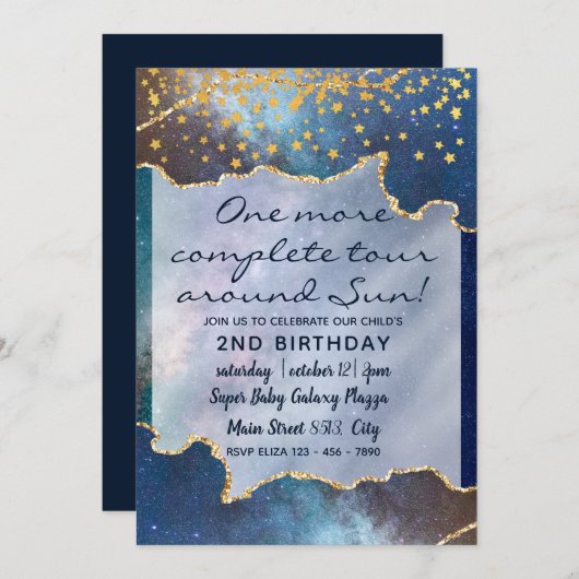 Ruimteavontuur Galaxy Kind 2e verjaardag Kaart (Voorkant / Achterkant)