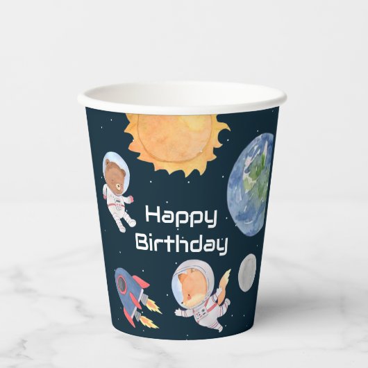 Ruimteavontuur: Planeten en dieren Astronauten Papieren Bekers (Voorkant)