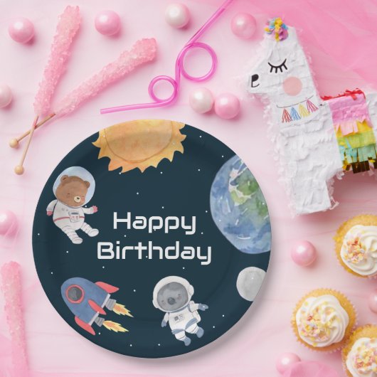 Ruimteavontuur: Planeten en dieren Astronauten Papieren Bordje (Feest)