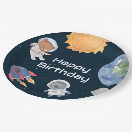 Ruimteavontuur: Planeten en dieren Astronauten Papieren Bordje (Gekanteld)