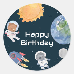 Ruimteavontuur: Planeten en dieren Astronauten Ronde Sticker