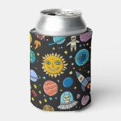 Ruimteavontuur: planeten, rakettenpatroon. blikjeskoeler (Blikje Voorkant)