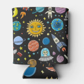 Ruimteavontuur: planeten, rakettenpatroon. blikjeskoeler (Achterkant)