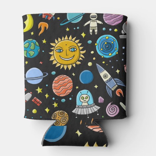 Ruimteavontuur: planeten, rakettenpatroon. blikjeskoeler (Achterkant)