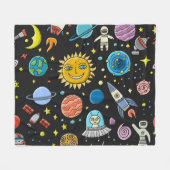 Ruimteavontuur: planeten, rakettenpatroon. fleece deken (Voorkant (Horizontaal))