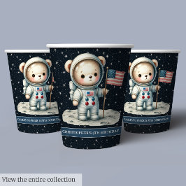 Ruimteavontuur Teddy Bear Astronaut Baby Boy Cups Papieren Bekers