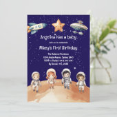 ruimteavontuur | Uitnodiging voor verjaardagsfeest (Staand voorkant)