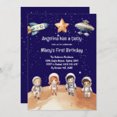 ruimteavontuur | Uitnodiging voor verjaardagsfeest (Voorkant / Achterkant)