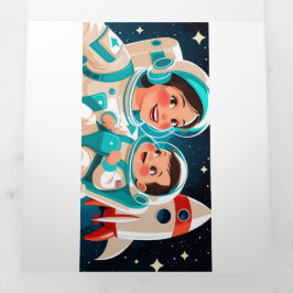 Ruimteavontuur Verjaardagsuitnodiging - Flat Kaart
