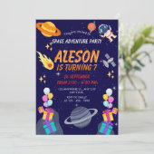 Ruimteavontuur Verjaardagsviering Kaart (Staand voorkant)