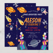 Ruimteavontuur Verjaardagsviering Kaart (Voorkant / Achterkant)