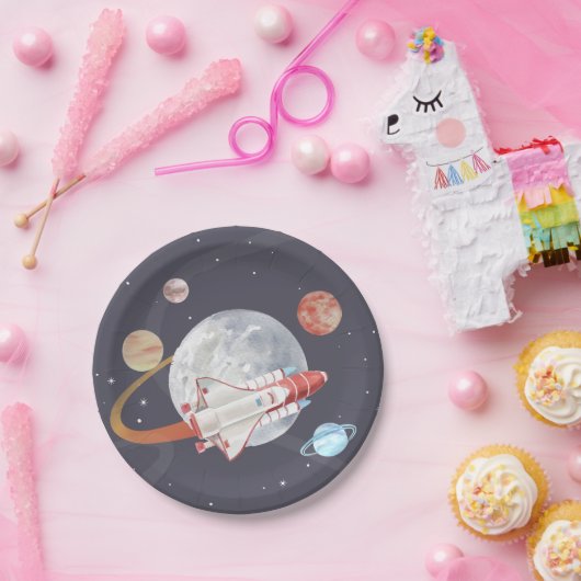 Ruimteavontuurlijk jongetje papieren bordje (Feest)