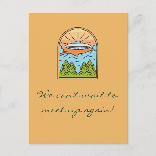 Ruimtebezoekers van UFO-ruimteregistratie ontmoete Briefkaart (Voorkant)