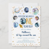 Ruimteblauw goud eerste reis rond de zon kaart (Voorkant)