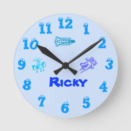 Ruimteblauwe wandklok